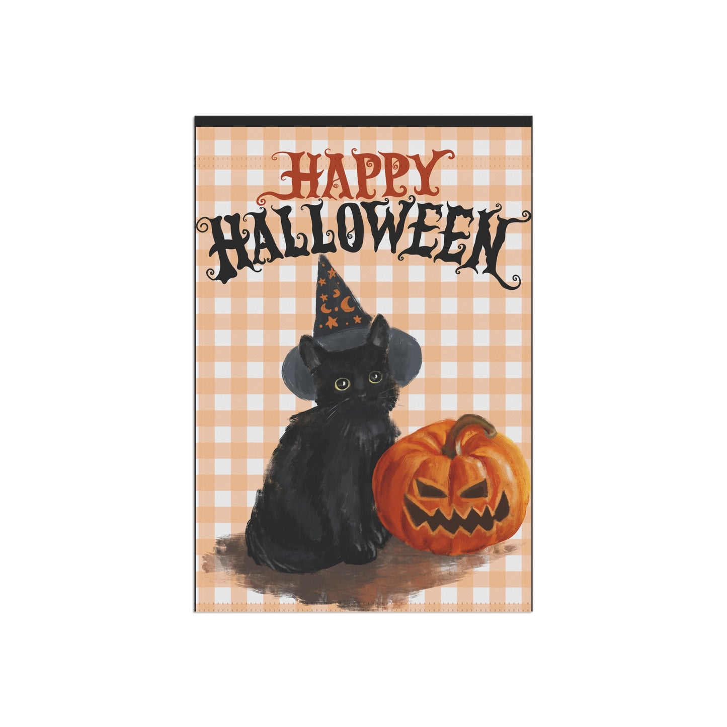 Halloween Garden Banner, Decorative Outdoor Flag, Seasonal Home Decor, Black Cat & Pumpkin Design, Fall Festivities
