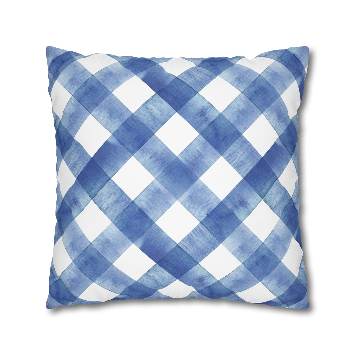 Blue Plaid Poly Canvas Pillowcase, Cozy Home Decor, Farmhouse Cushion, Throw Pillow Cover, Gift for Homeowners