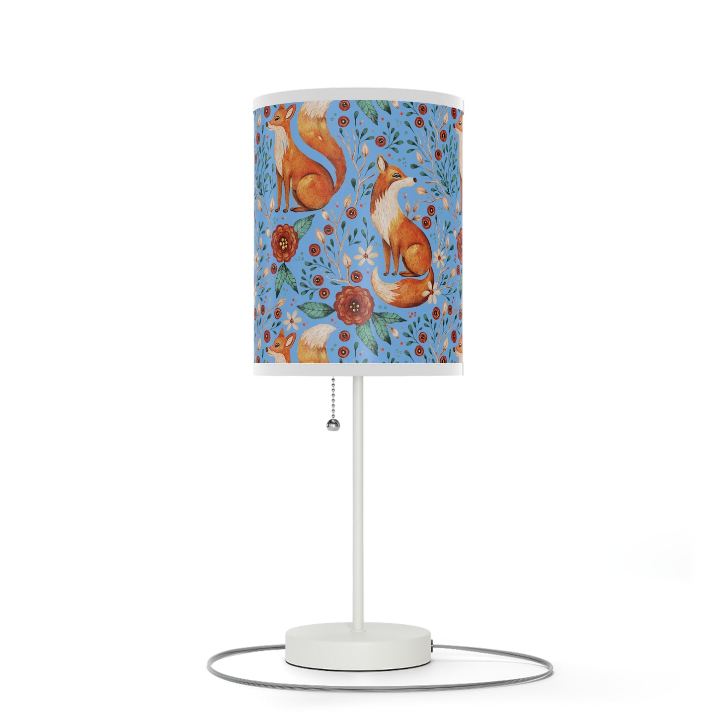 Whimsical Fox Floral Table Lamp - Stylish Decorative Lighting for Cozy Spaces - Blue