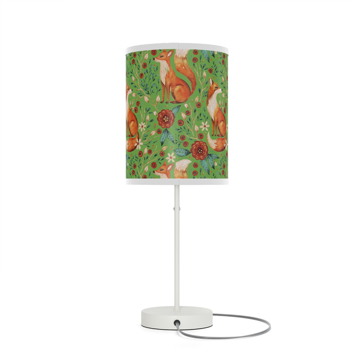 Whimsical Fox Floral Table Lamp - Stylish Decorative Lighting for Cozy Spaces  - Thyme Green