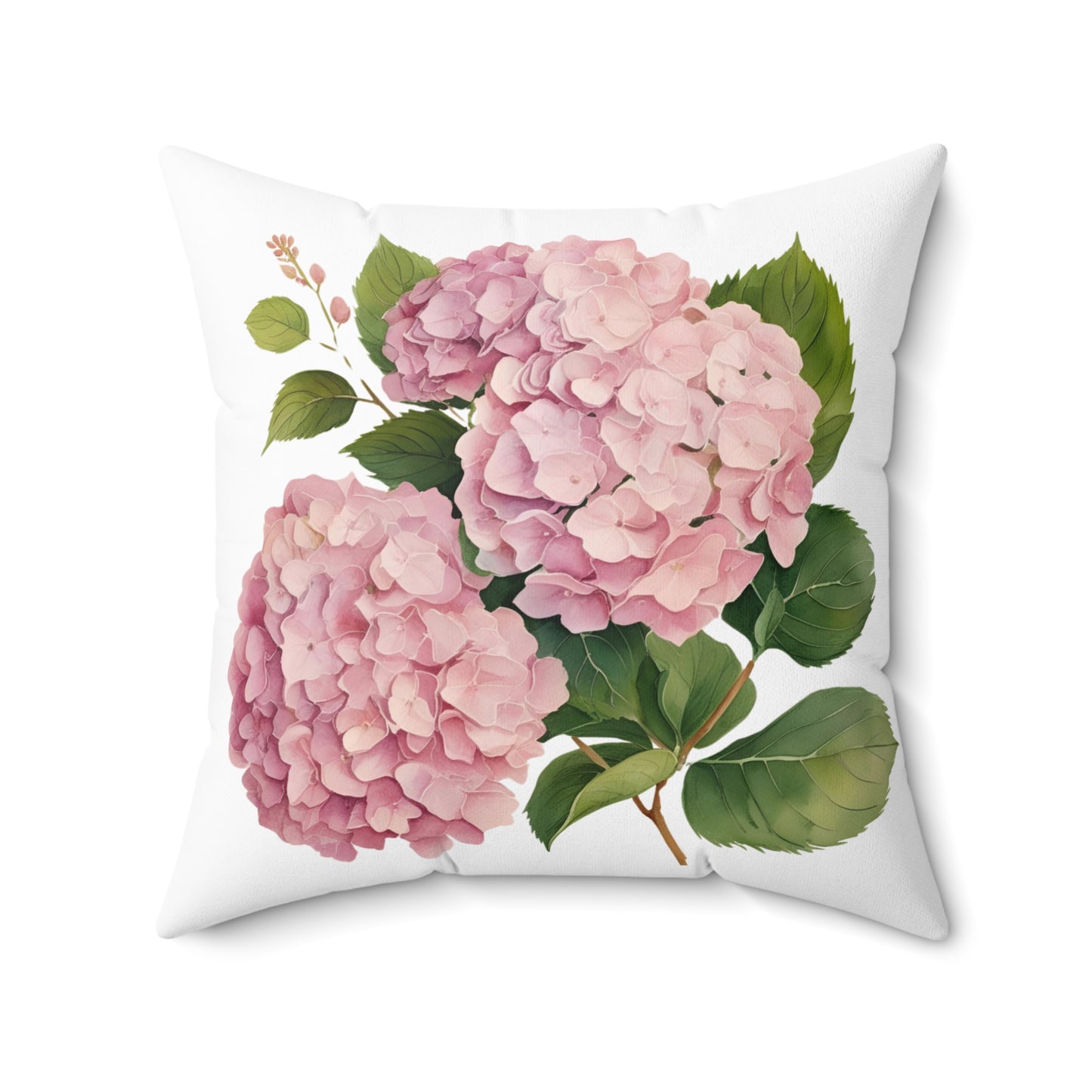 Tri Blushing Pink Hydrangeas of Spun Polyester Square Pillow