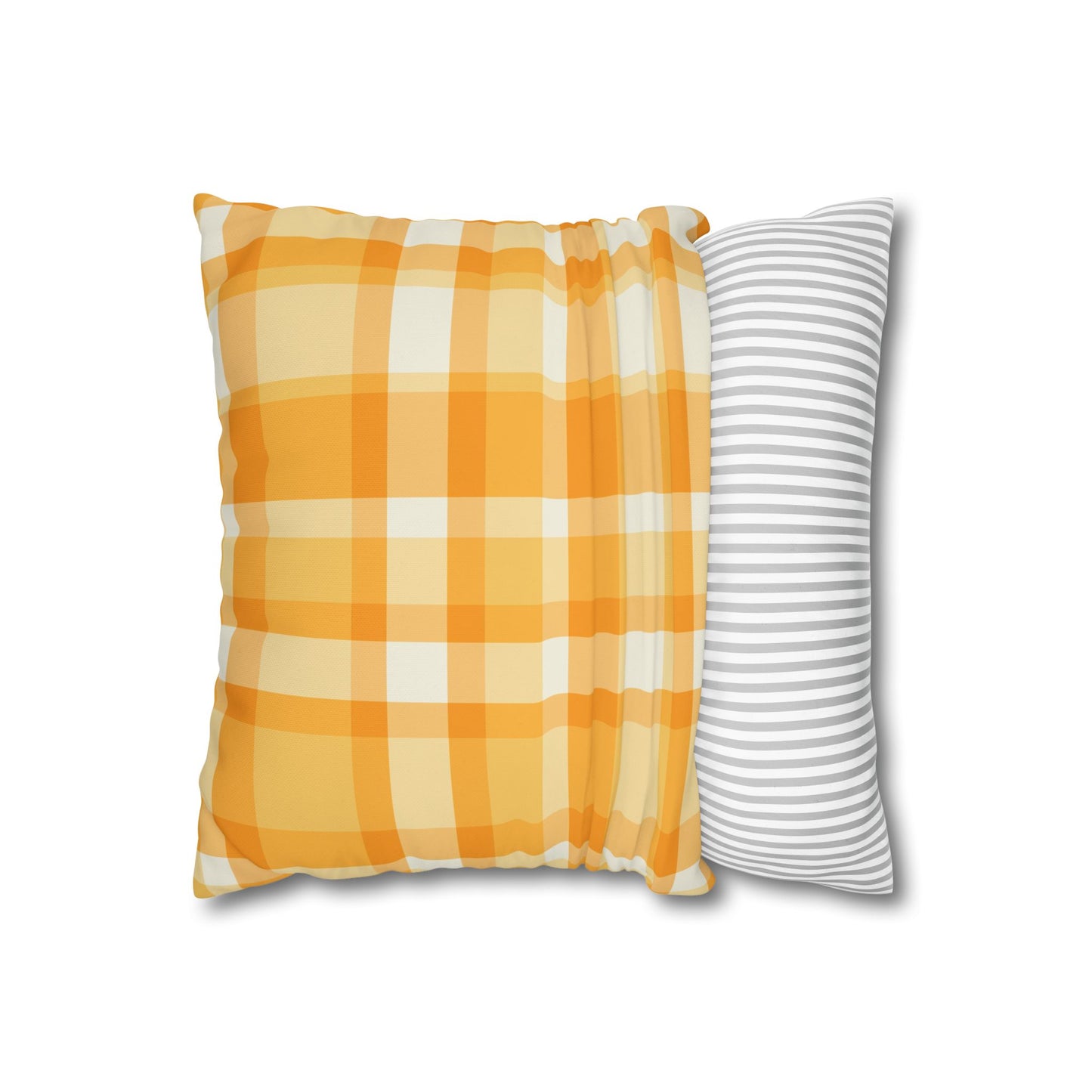 Sunshine Checkered Poly Canvas Pillowcase | Cozy Home Decor, Throw Pillow, Living Room Accent, Farmhouse Style, Seasonal Pillow