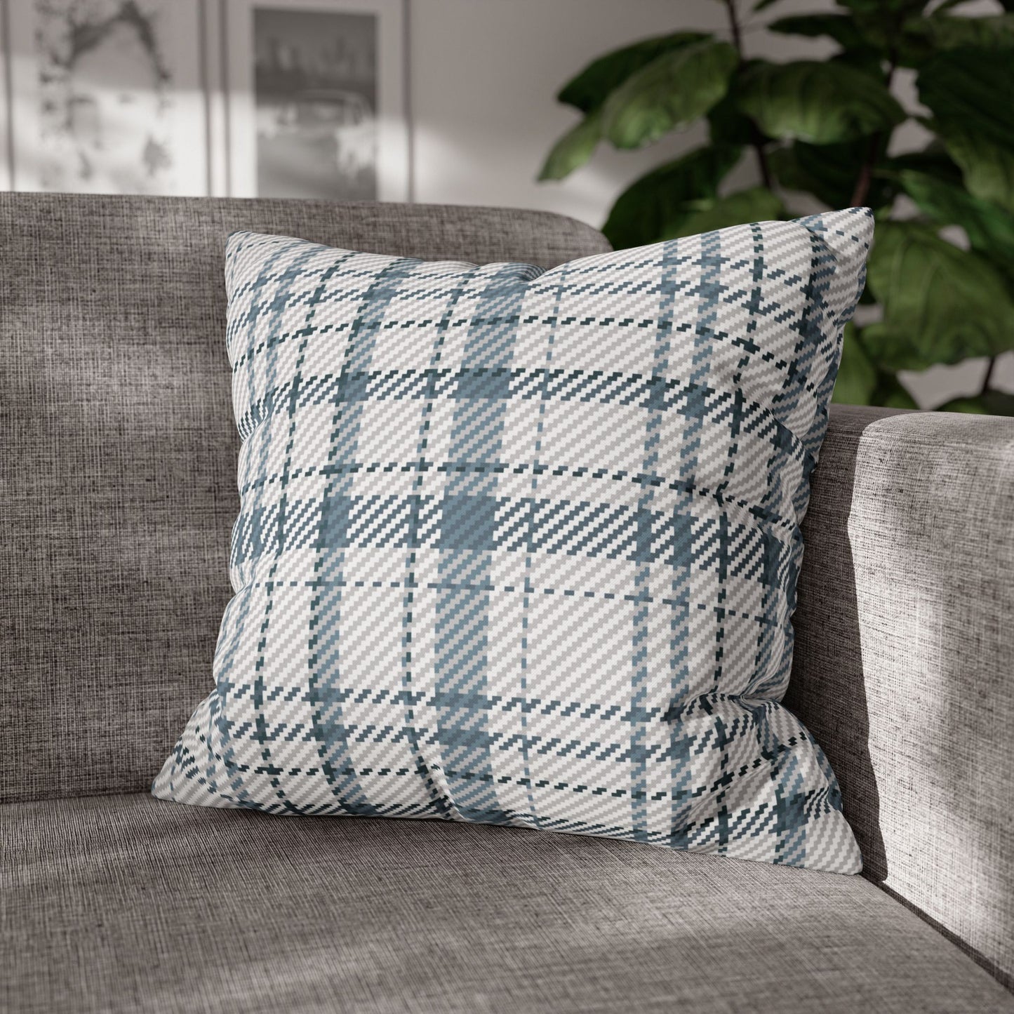Cozy Blue Plaid Throw Pillowcase