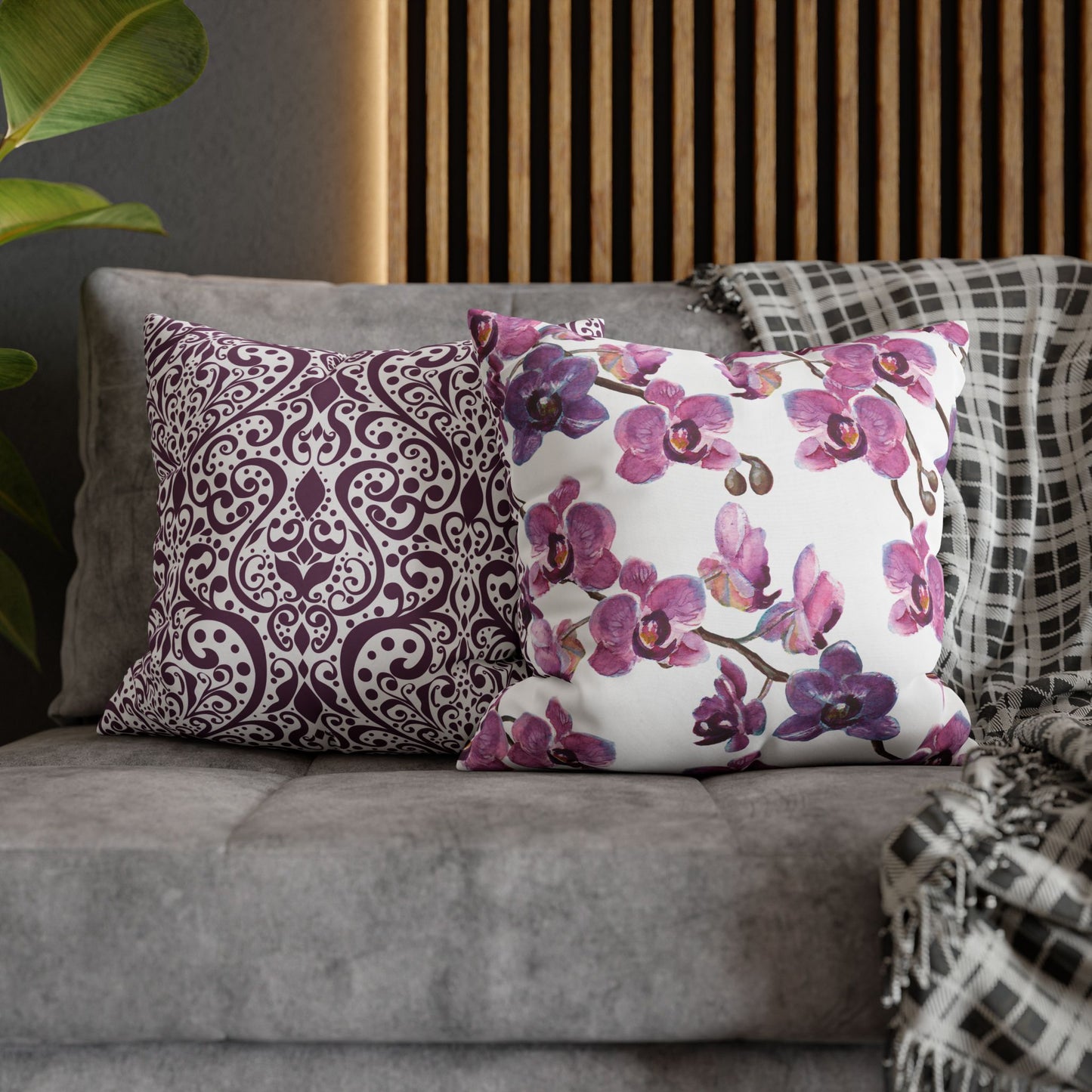 Floral Poly Canvas Pillowcase, Home Decor, Throw Pillow, Wedding Gift, Bedroom Accents, Floral Design Pillow