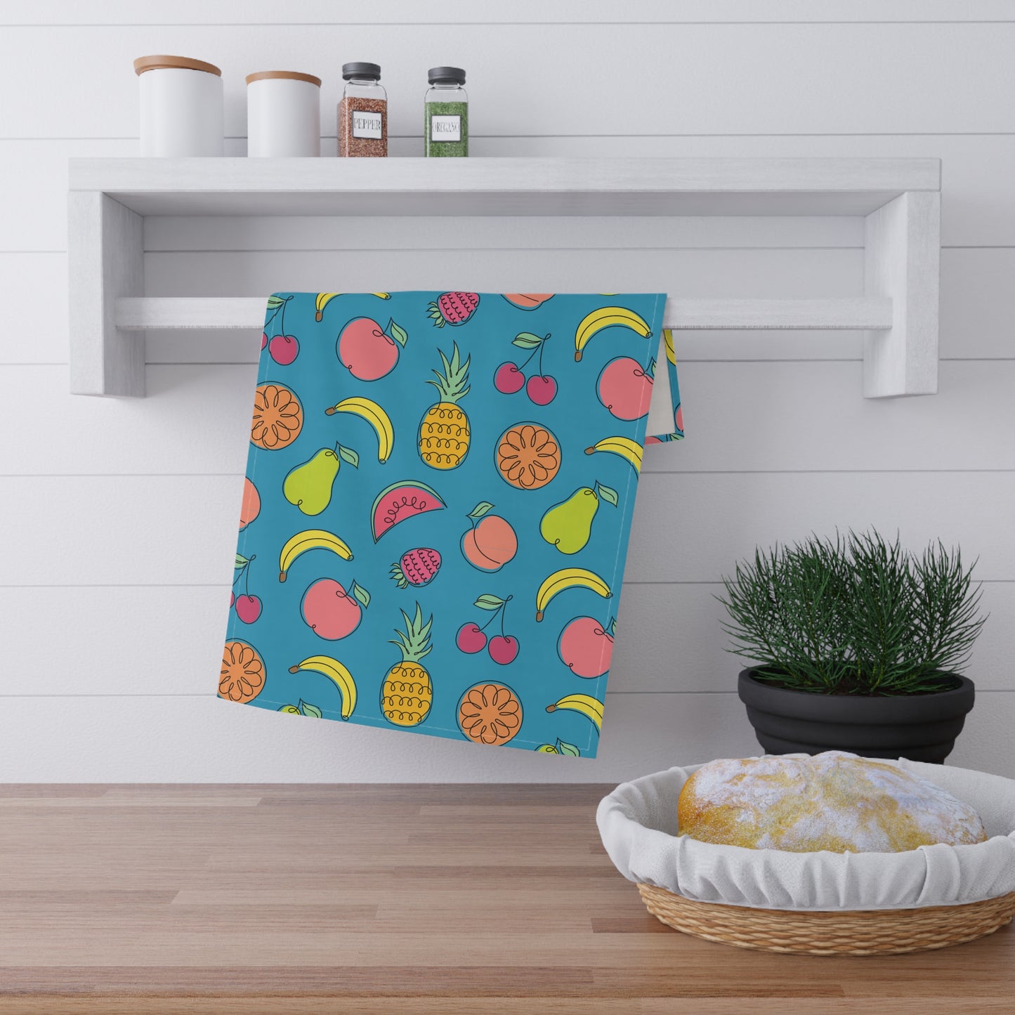 Fruitful Whimsy: A Tea Towel Delight - Turquoise - FWTT