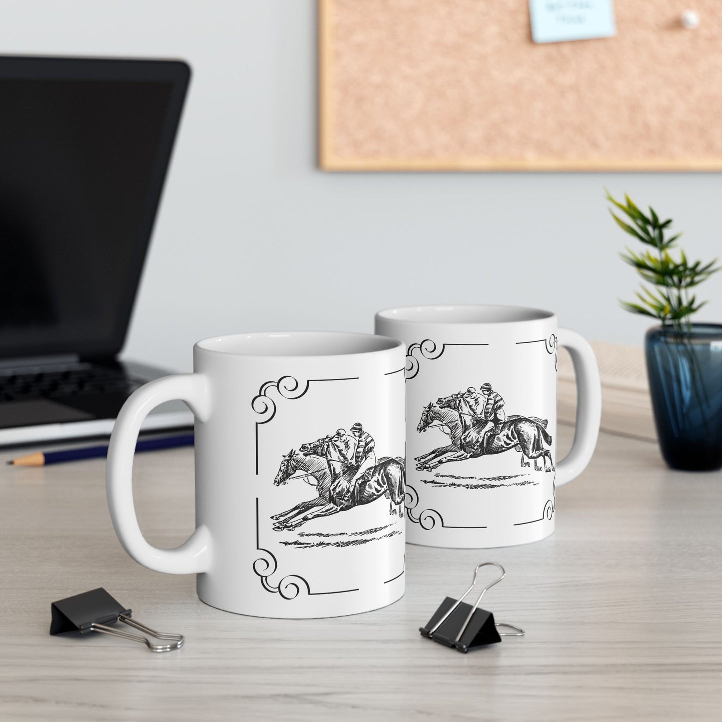 Elegant Equestrian Ceramic Mug, Horse Lover Gift, Stylish Drinkware, Unique Coffee Cup, Perfect for Home or Office