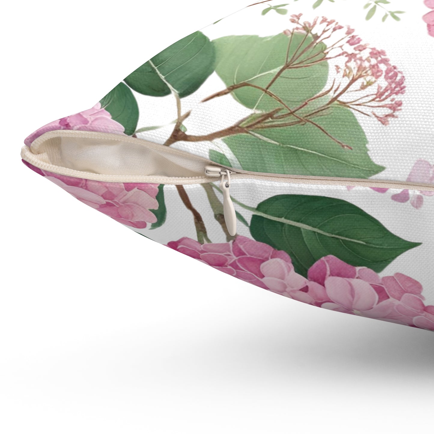 Blush Bloom – Pink Hydrangea Square Pillow