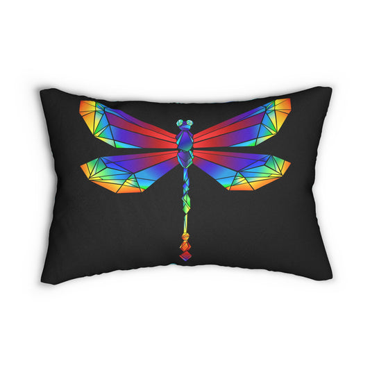 Rainbow on Black Dragonfly Lumbar Pillow, Colorful Home Decor, Bohemian Pillow Cover, Unique Gift for Nature Lovers, Accent Lumbar Pillow, [...]