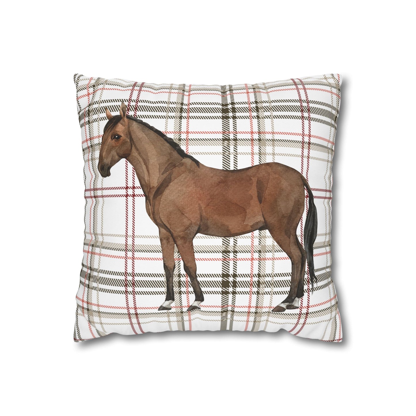 Horse-Themed Square Poly Canvas Pillowcase, Rustic Farmhouse Decor, Gift for Horse Lovers, Equestrian Home Accent, Cozy Throw Pillow