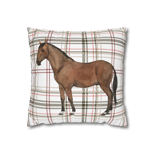 Horse-Themed Square Poly Canvas Pillowcase, Rustic Farmhouse Decor, Gift for Horse Lovers, Equestrian Home Accent, Cozy Throw Pillow