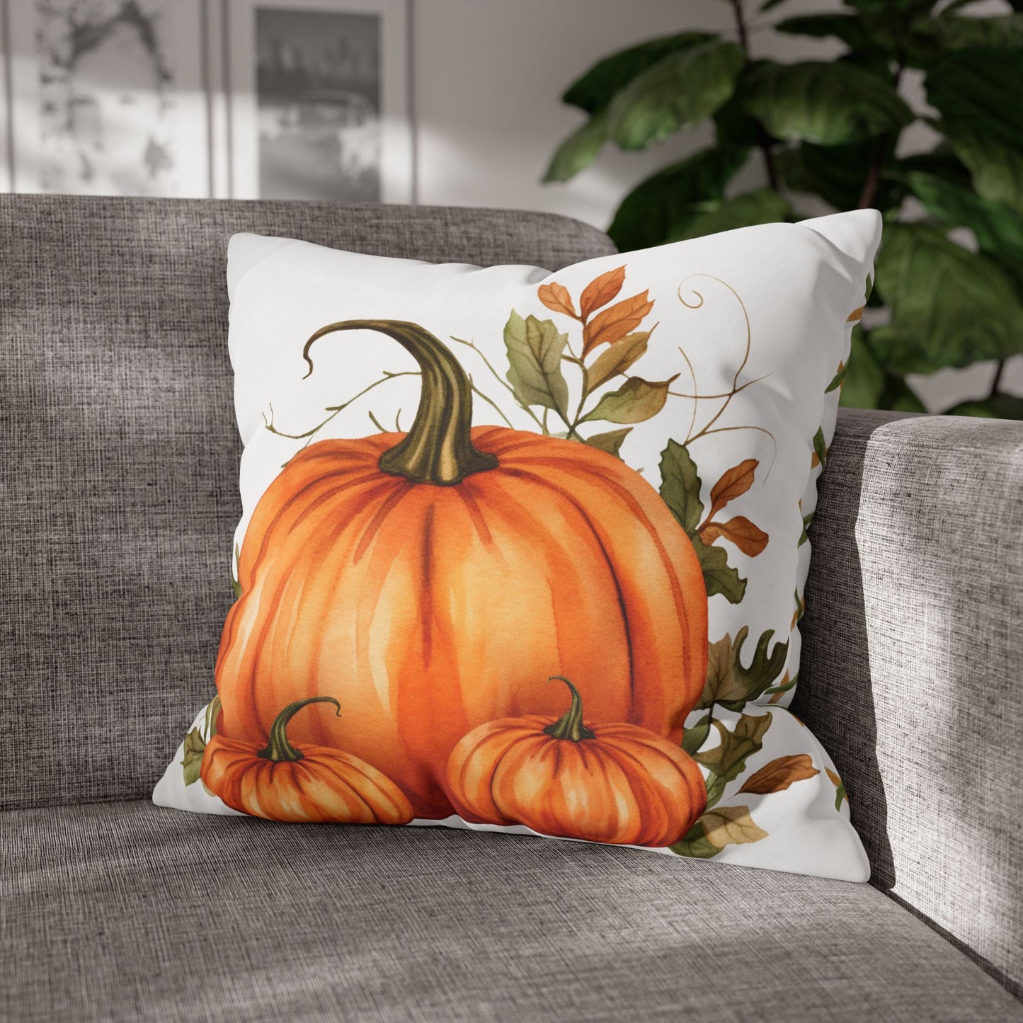 Autumn Pumpkin Canvas Pillowcase, Fall Decor, Cozy Home Accents, Seasonal Cushion, Harvest Celebration Pillow