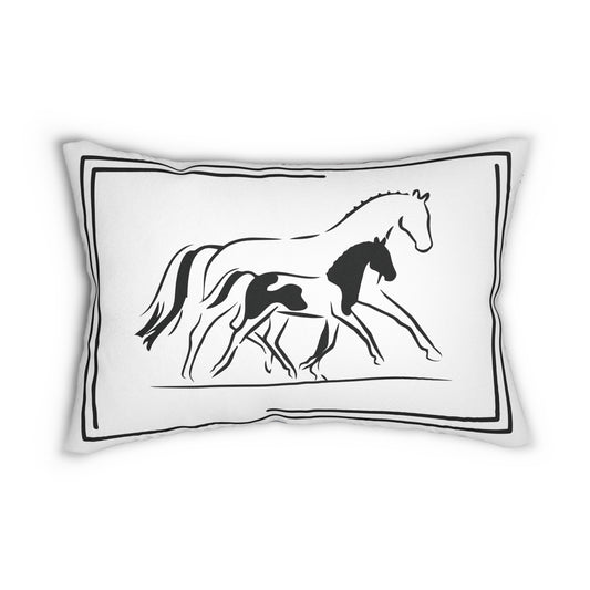 Equestrian-Themed Lumbar Pillow | Cozy Home Decor, Horse Lover Gift, Farmhouse Style, Animal Art, Throw Pillow for Relaxation