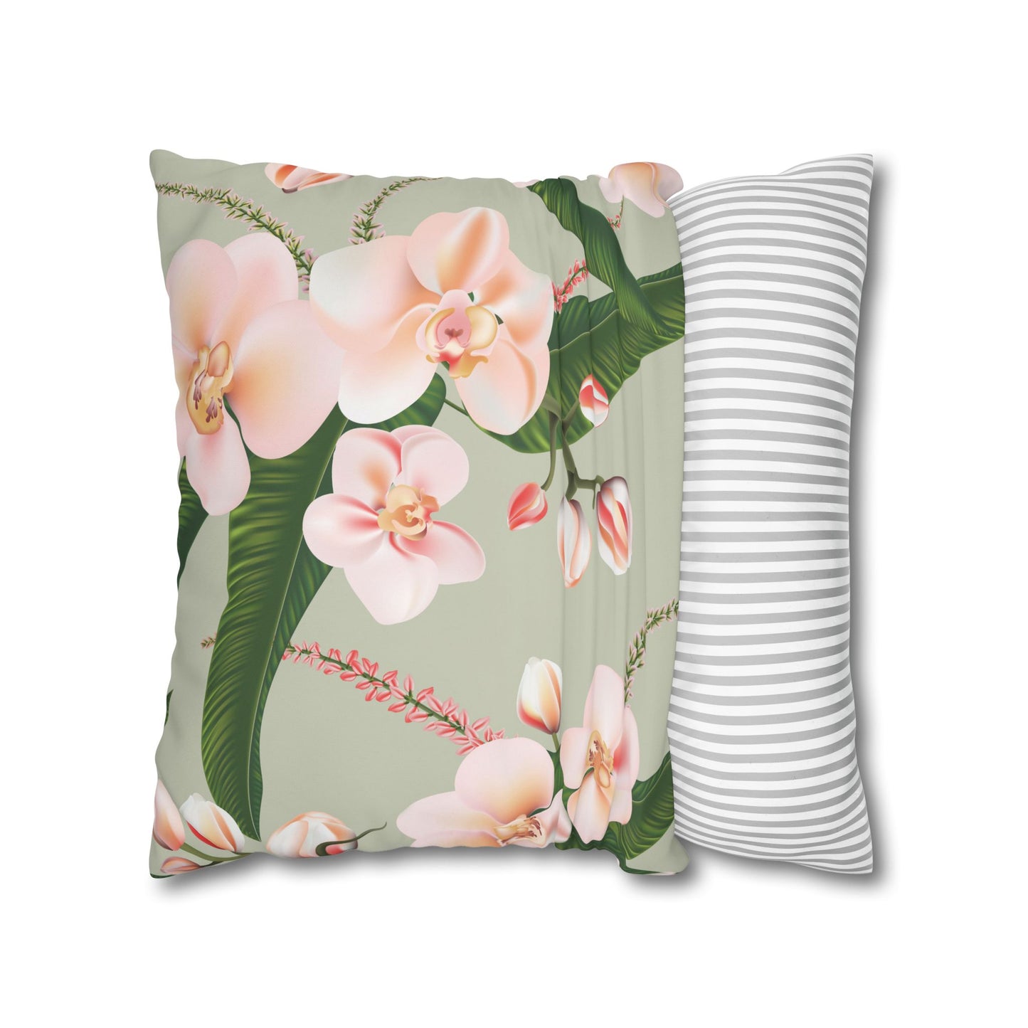 Floral Decorative Pillowcase, Elegant Home Decor, Gift for Her, Cozy Living Room Accent, Pink Orchid Design