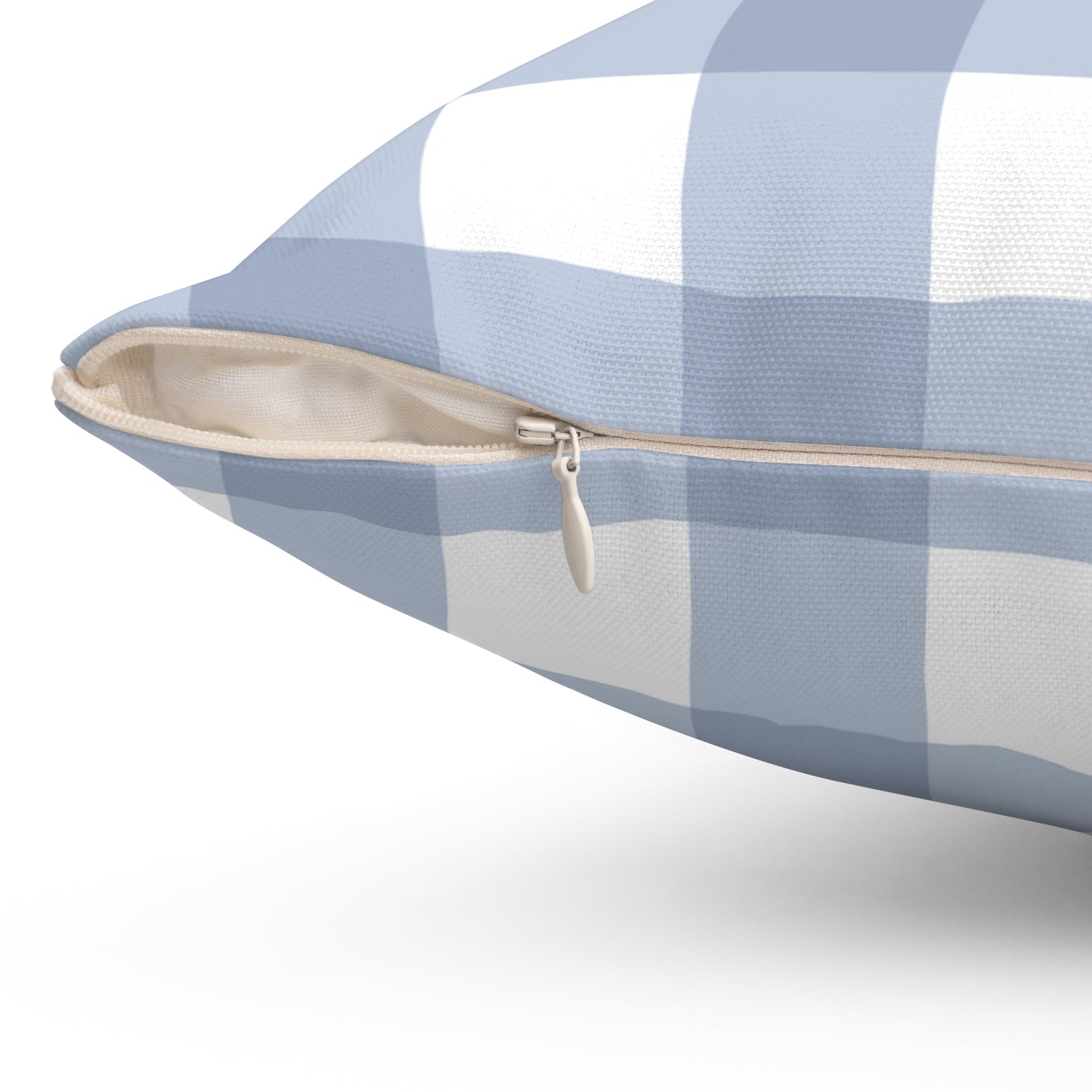 Blue Checkered Spun Polyester Square Pillow – Cozy Home Decor Accent