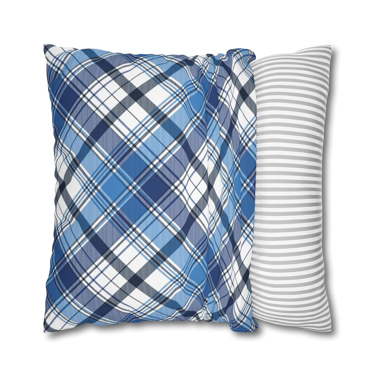 Plaid Decorative Pillowcase Cover, Cozy Home Accent, Throw Pillow, Bedroom Decor, Gifts for Him, Holidays, Blue Check Pattern