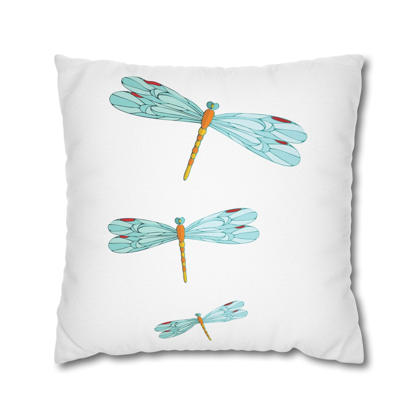Dragonfly Turquoise and Red Kissed Decor Pillowcase, Home Accent, Gift for Nature Lovers, Bohemian Style, Cozy Living Room Cushion