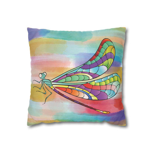Colorful Dragonfly Pillowcase, Decorative Pillow Cover, Home Décor, Boho Accent, Gift for Nature Lovers, Vibrant Decor Piece