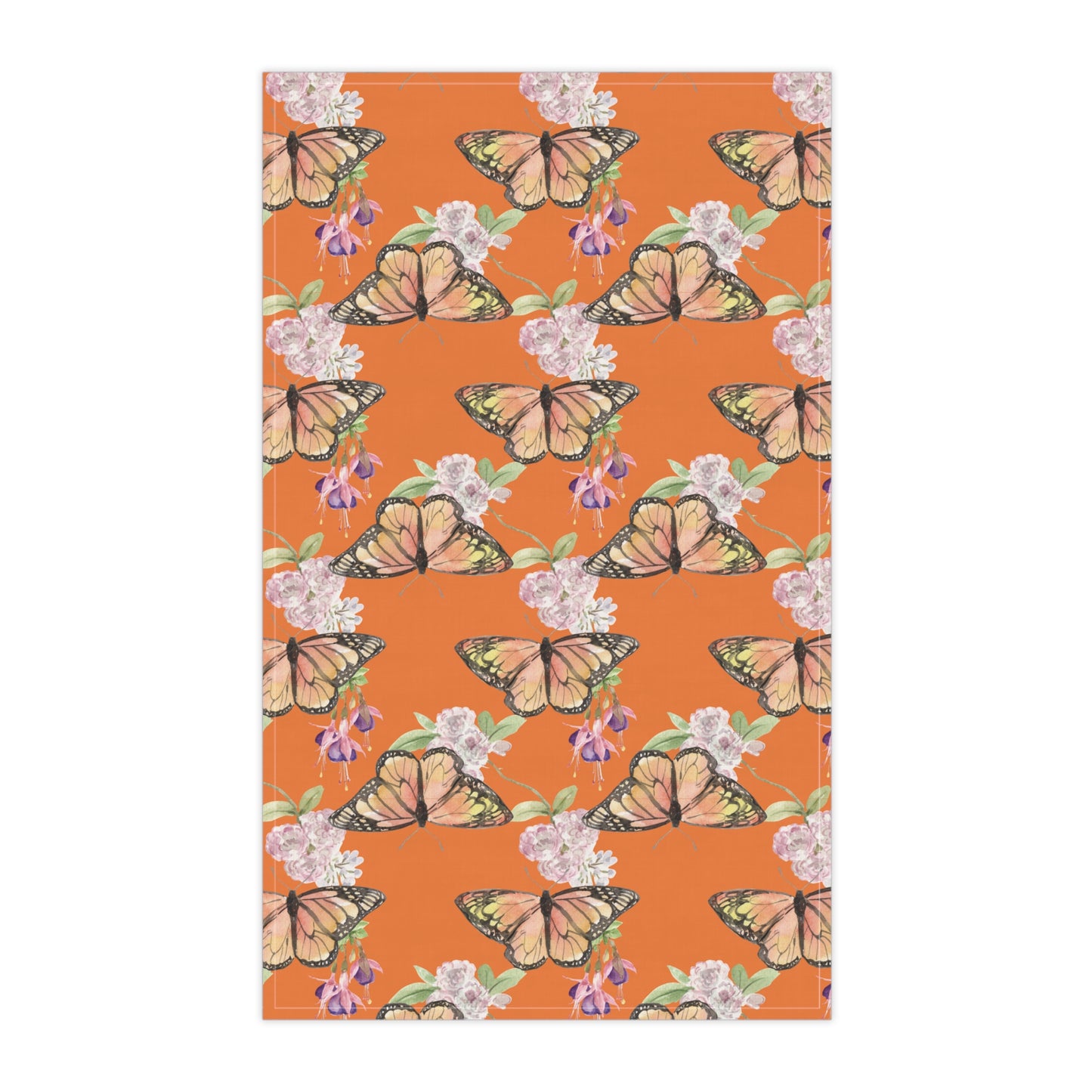 Dancing Wings: A Tea Towel in Bloom - Cotton - Sunset Orange - DWTT
