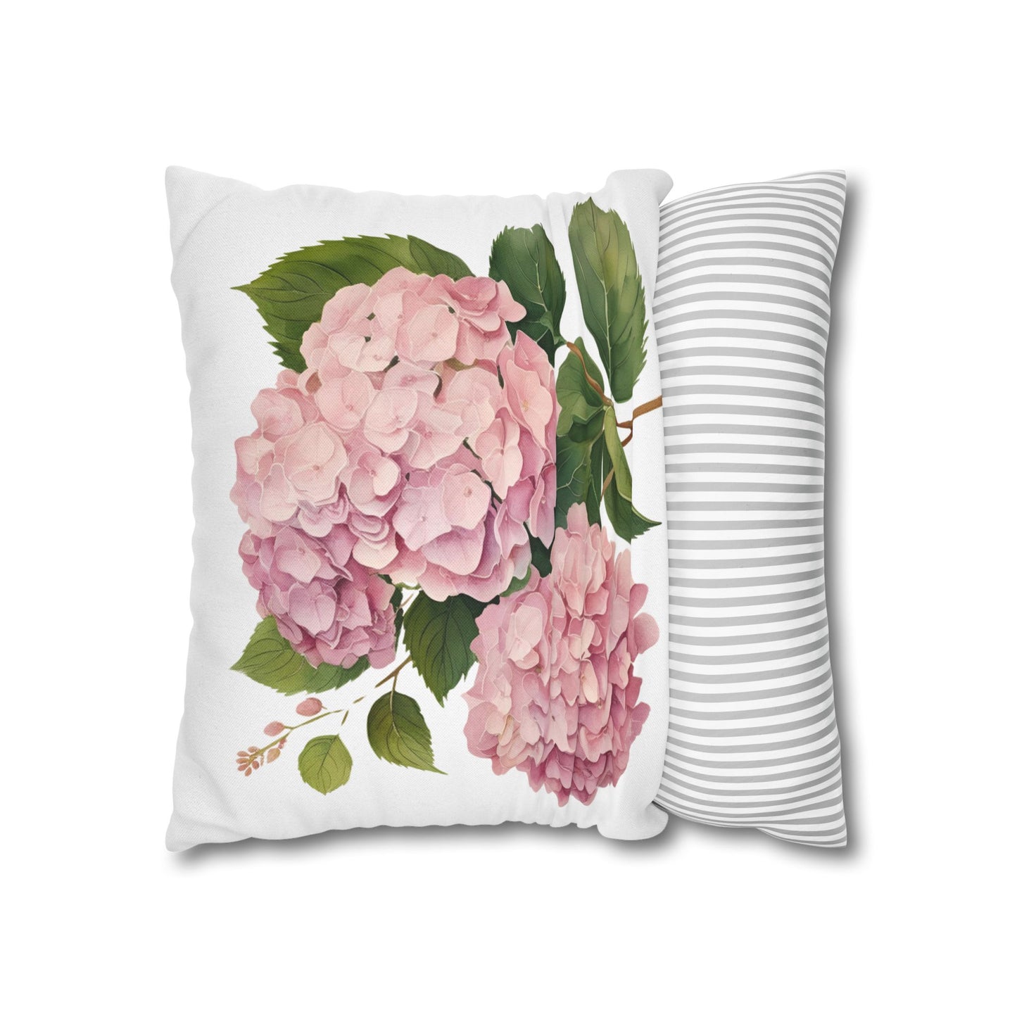 Tri Blushing Pink Floral Hydrangea Square Pillowcase - Cozy Home Decor