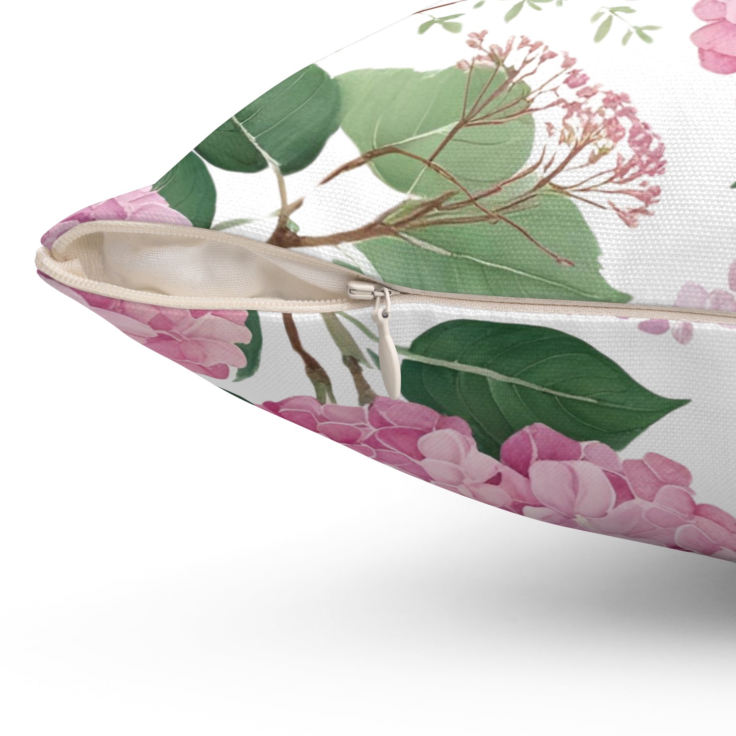 Blush Bloom – Pink Hydrangea Square Pillow