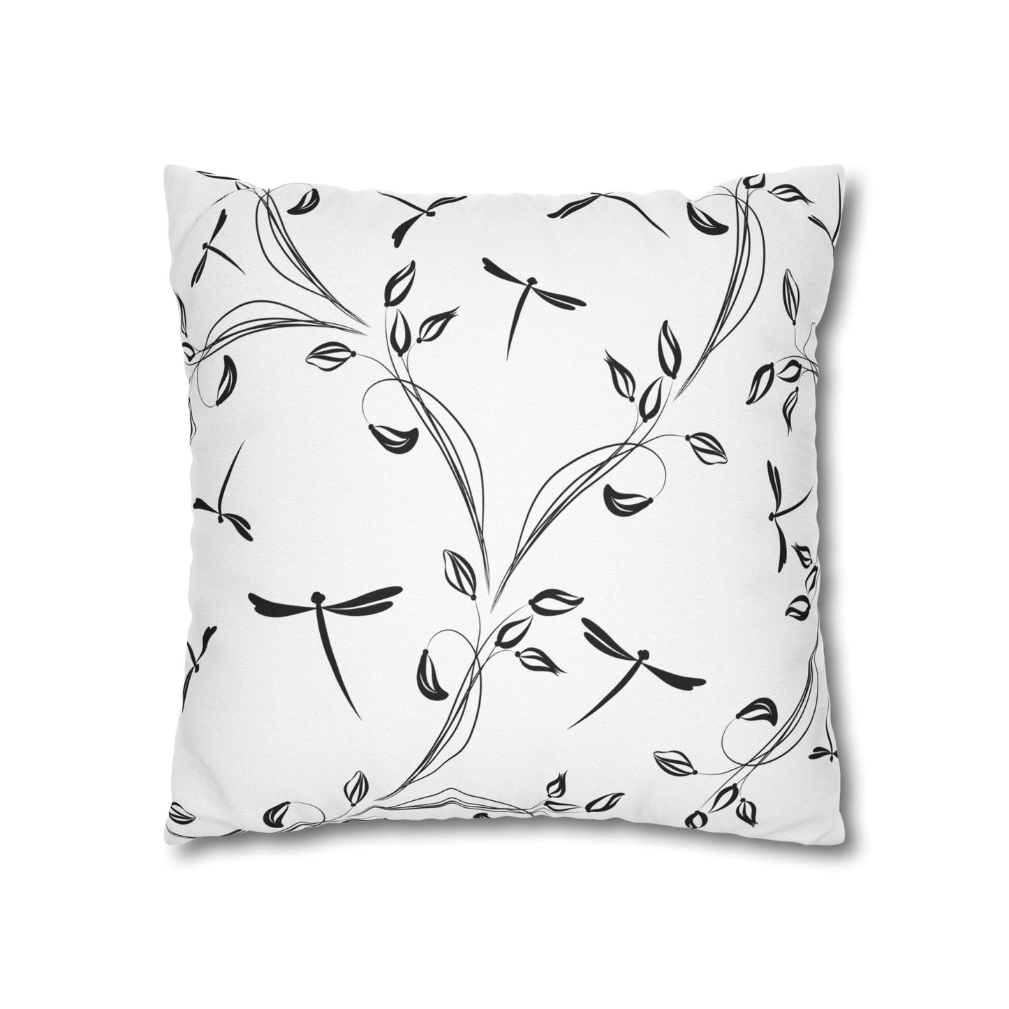 Charming Black and White Loving Heart Dragonfly Pillowcase - Cozy Home Decor, Modern Accent, Gift for Nature Lovers, Spring Vibes, Mother's Day