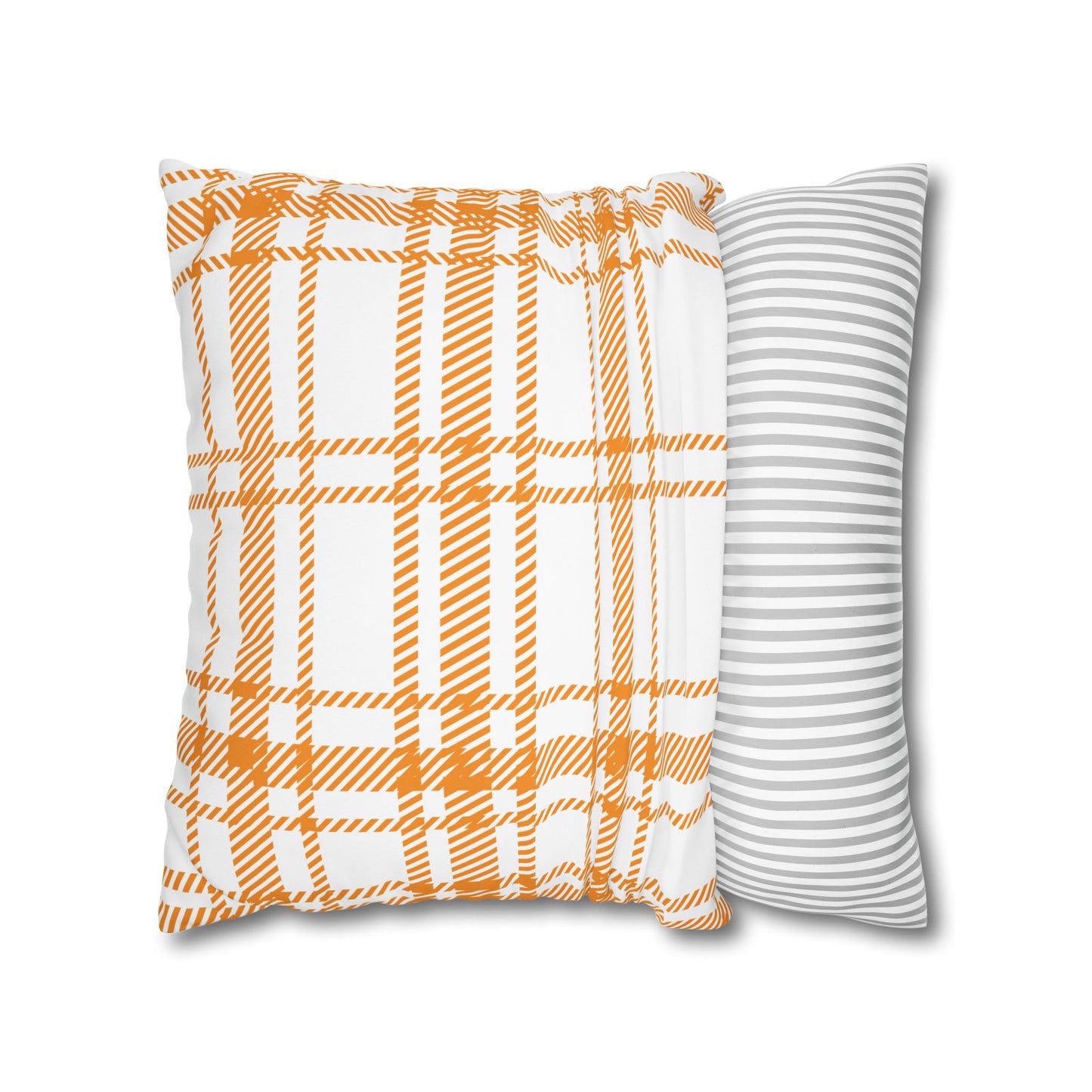 Cozy Plaid Pillowcase | Soft Square Canvas Cushion for Home Decor, Farmhouse Style, Living Room, Seasonal Gift, Wedding Decor