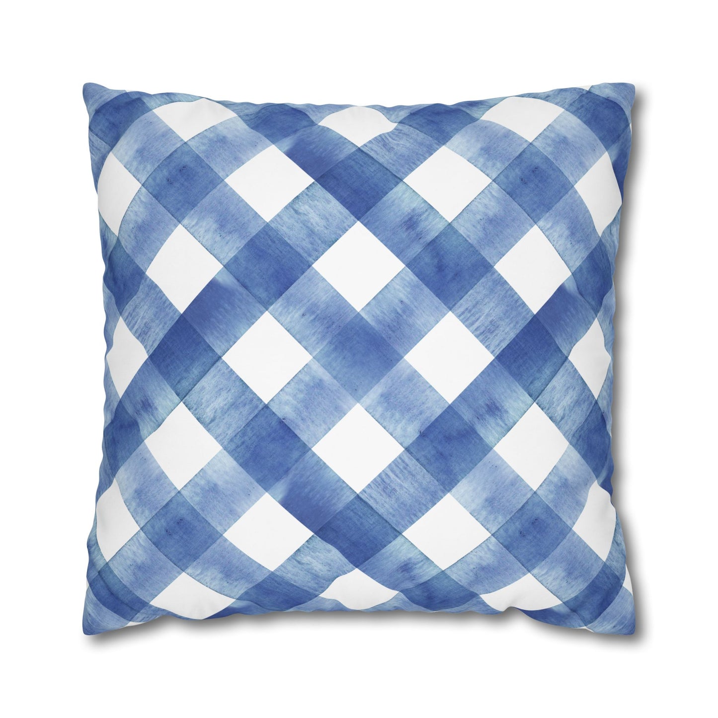Blue Plaid Poly Canvas Pillowcase, Cozy Home Decor, Farmhouse Cushion, Throw Pillow Cover, Gift for Homeowners