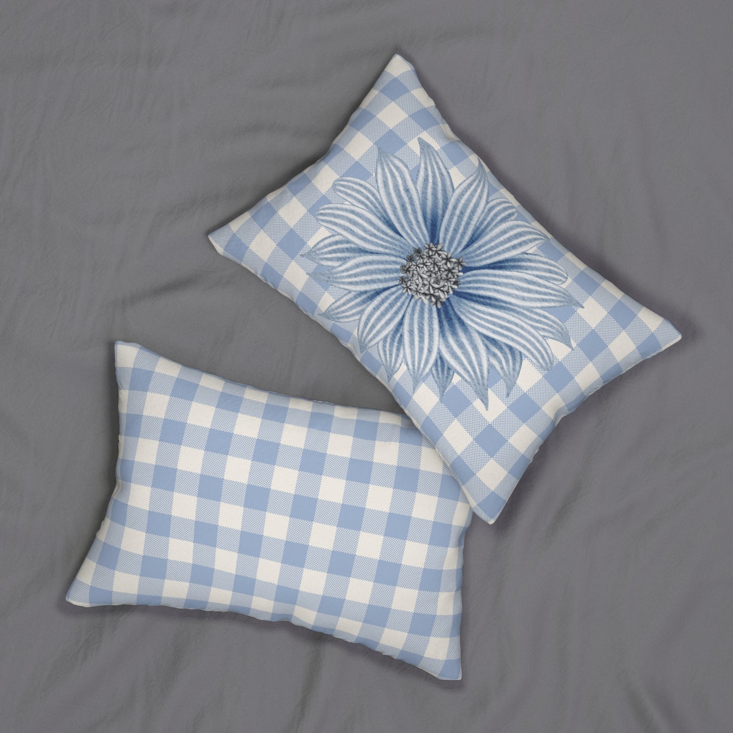 Blue Floral Lumbar Pillow, Cozy Home Decor, Couch Cushion, Farmhouse Pillow, Gift for Her, Shabby Chic Accent