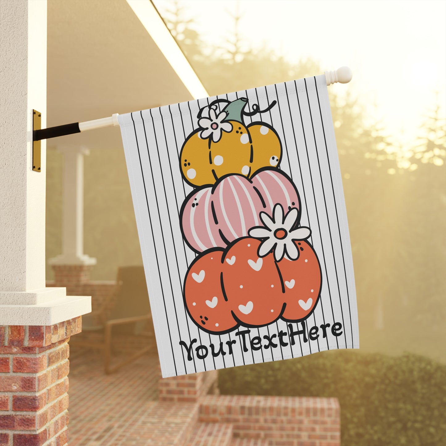 Garden Banner, Fall Pumpkin Decoration, Personalized Garden Flag, Outdoor Home Decor, Autumn Harvest Yard Sign, Custom Name Garden Sign