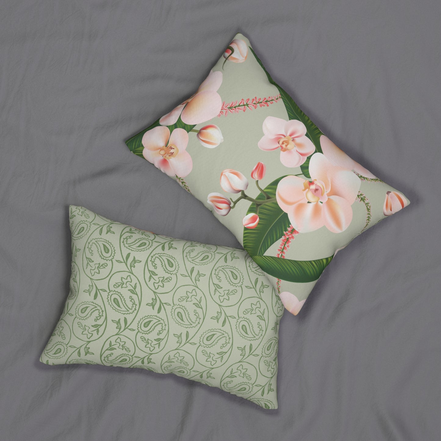 Floral Blushing Orchid Lumbar Pillow | Elegant Home Decor, Couch Cushion, Botanical Accent, Gift for Her, Spring Home Styling