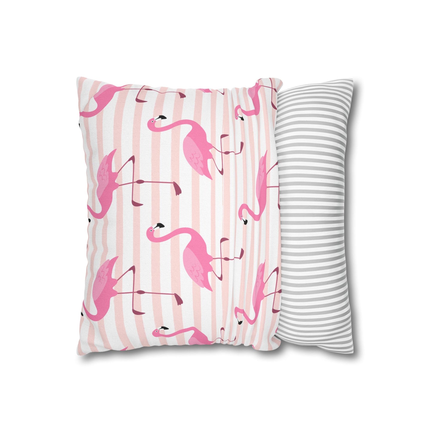Pink Flamingo Pattern Pillowcase - Vibrant Spun Polyester Square Cushion for Summer Decor