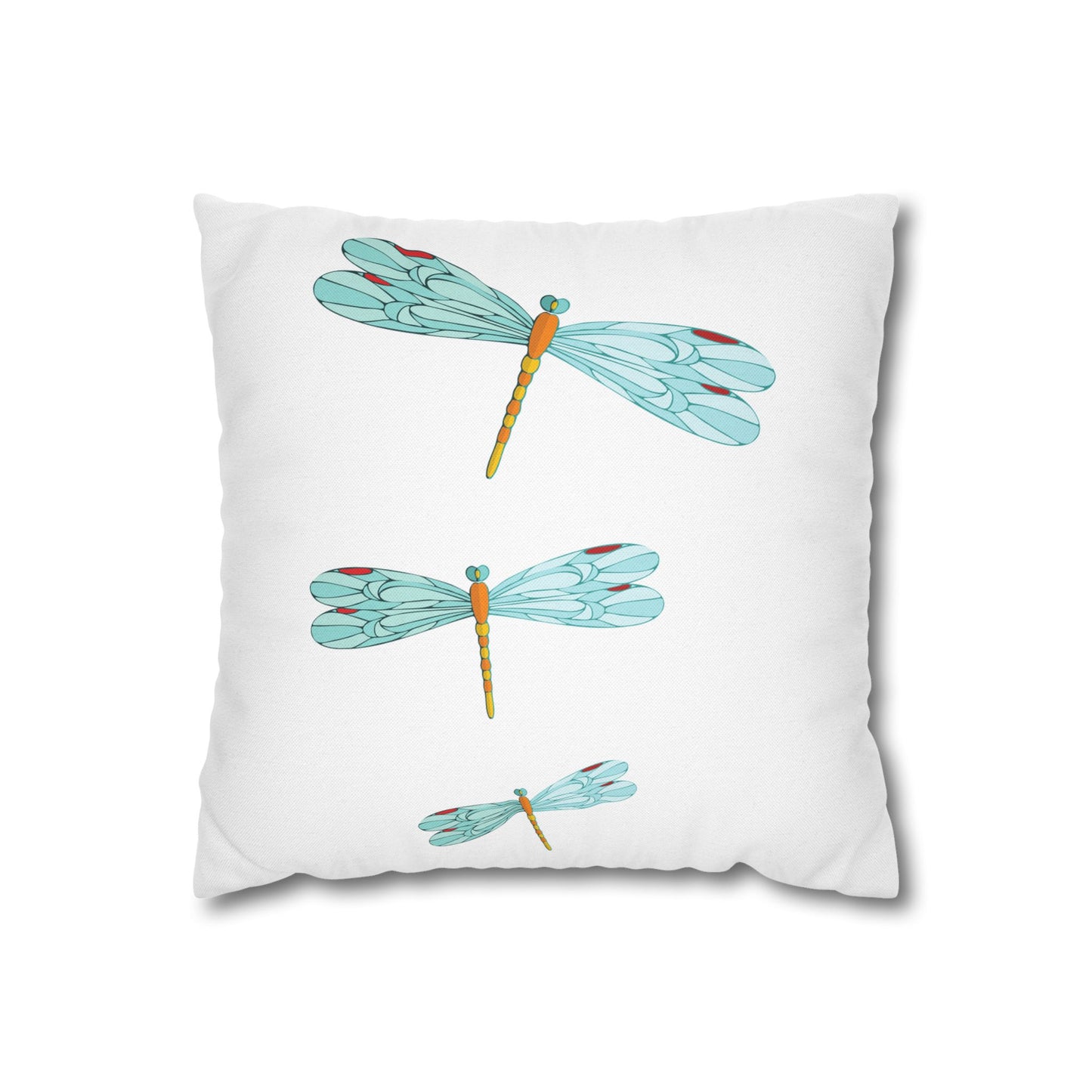 Dragonfly Turquoise and Red Kissed Decor Pillowcase, Home Accent, Gift for Nature Lovers, Bohemian Style, Cozy Living Room Cushion
