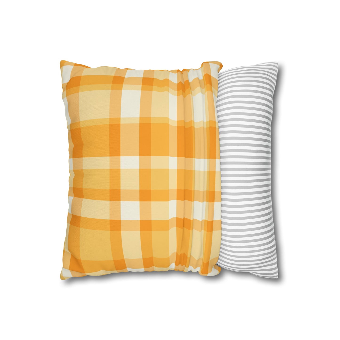 Sunshine Checkered Poly Canvas Pillowcase | Cozy Home Decor, Throw Pillow, Living Room Accent, Farmhouse Style, Seasonal Pillow