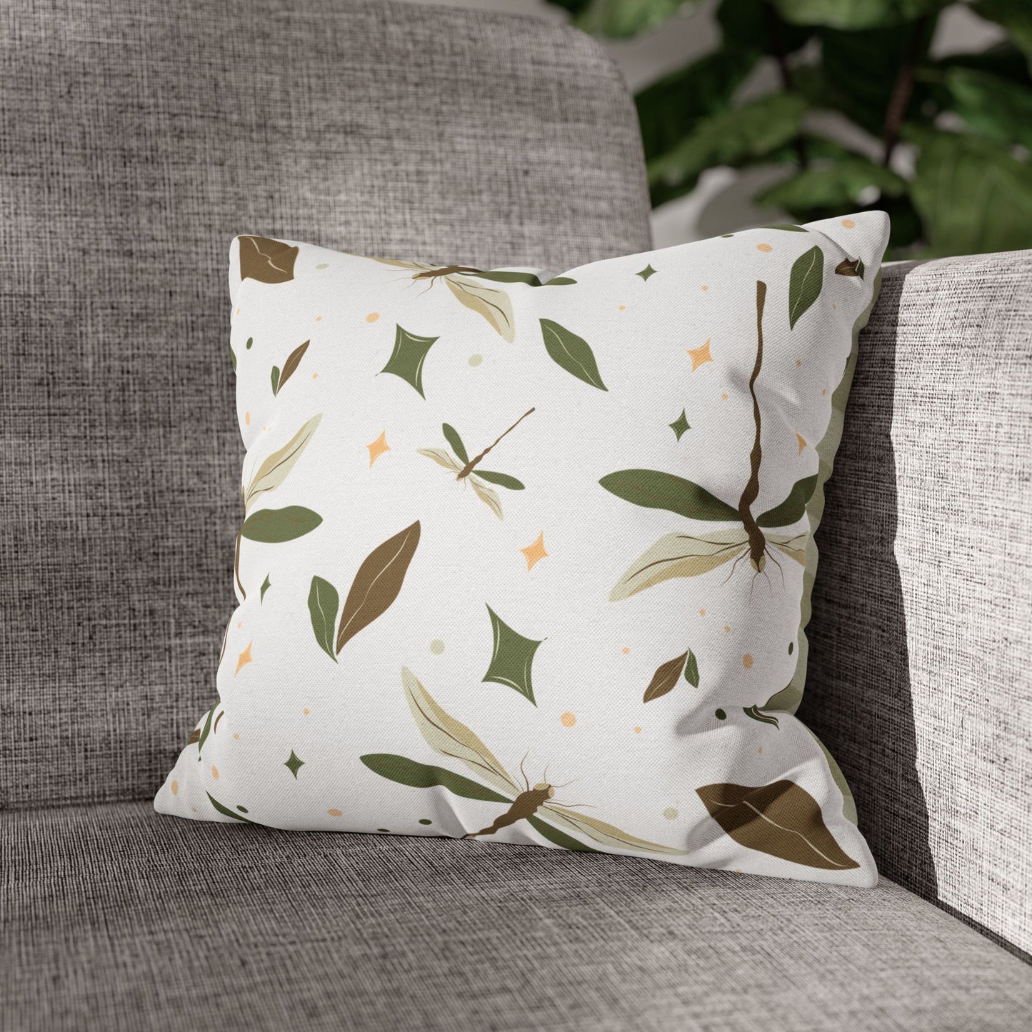 Nature-Inspired Square Pillowcase | Cozy Home Decor, Botanical Throw Pillow, Spring Gift, Living Room Accent, Floral Cushion Cover