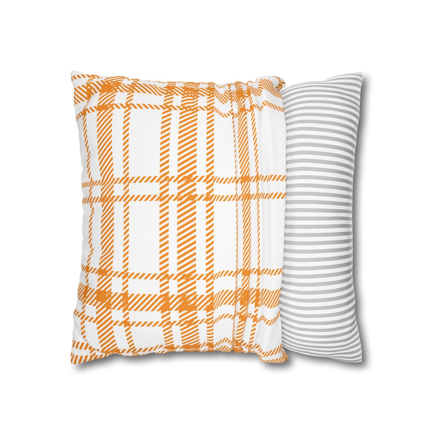 Cozy Plaid Pillowcase | Soft Square Canvas Cushion for Home Decor, Farmhouse Style, Living Room, Seasonal Gift, Wedding Decor
