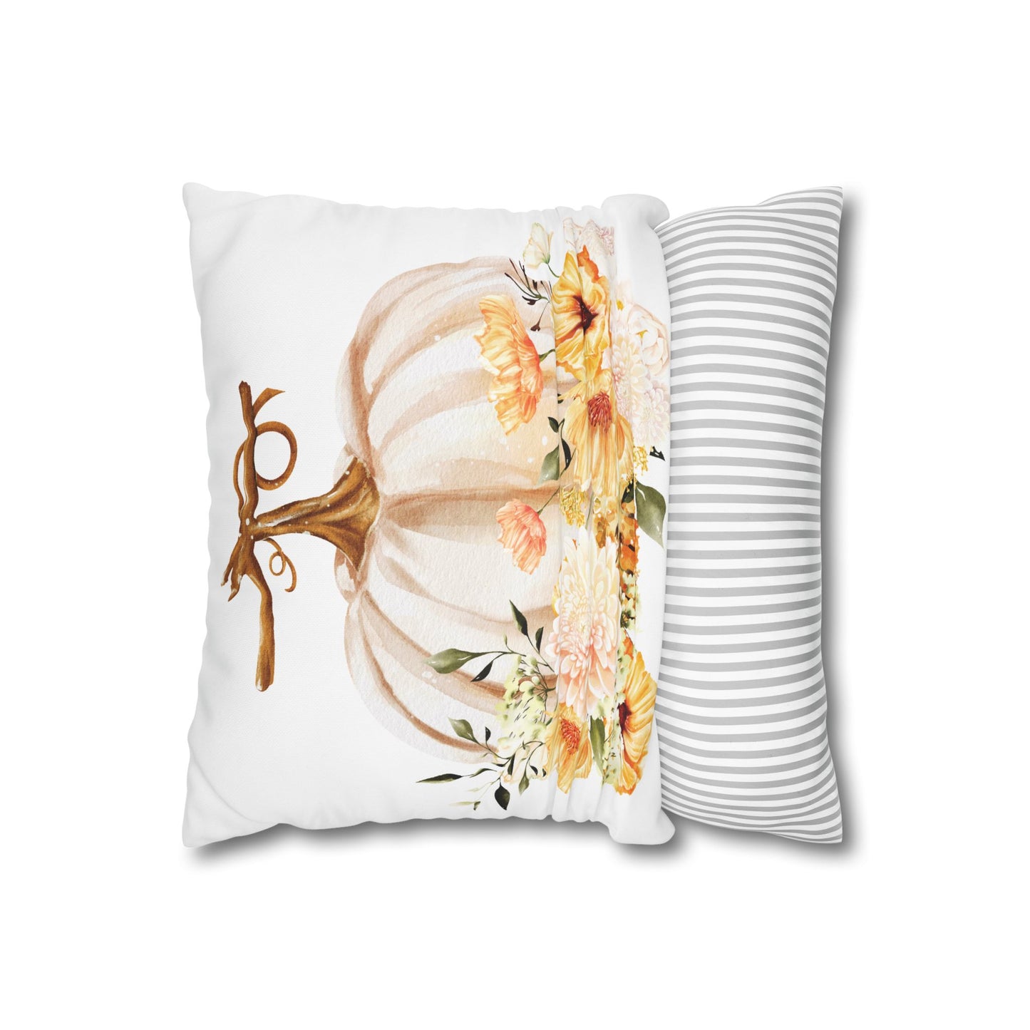 Floral Pumpkin Pillowcase, Cozy Home Decor, Fall Decor, Harvest Celebration, Thanksgiving Gift, Floral Accent Pillow
