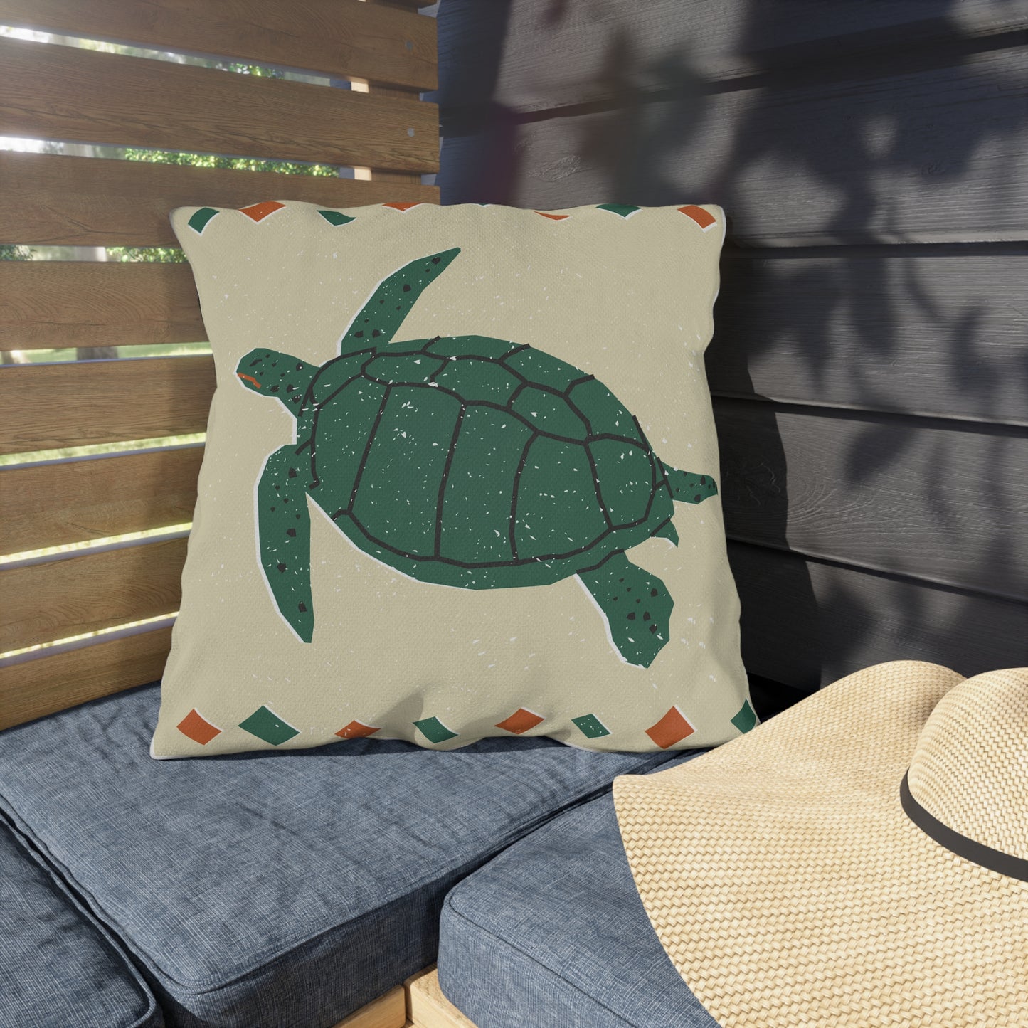 Outdoor Pillows - Rustic and Tribal Sea Turtle Design