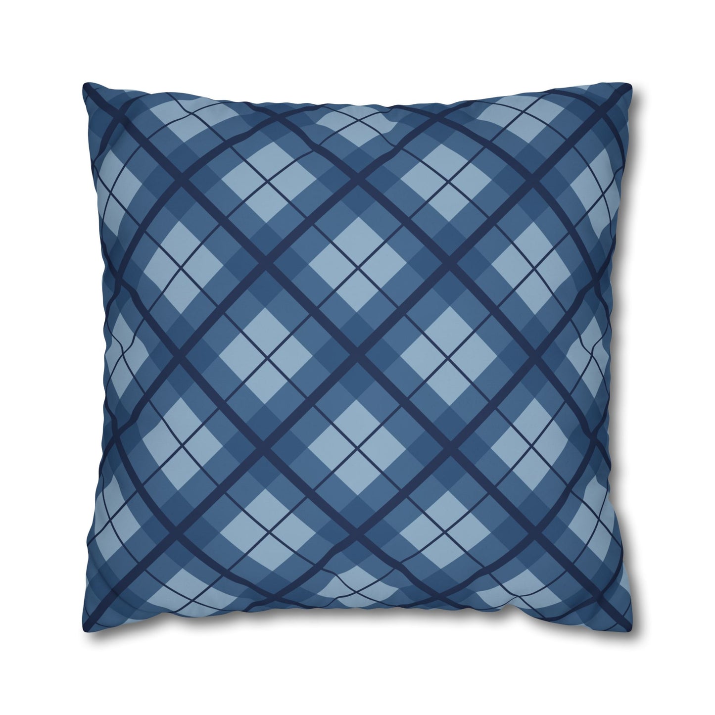 Plaid Poly Canvas Pillowcase, Cozy Home Decor, Throw Pillow, Couch Cushion, Living Room Accent, Nautical Gift, Birthday Decor