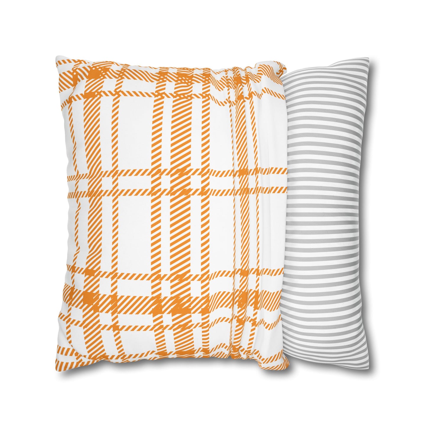 Cozy Plaid Pillowcase | Soft Square Canvas Cushion for Home Decor, Farmhouse Style, Living Room, Seasonal Gift, Wedding Decor