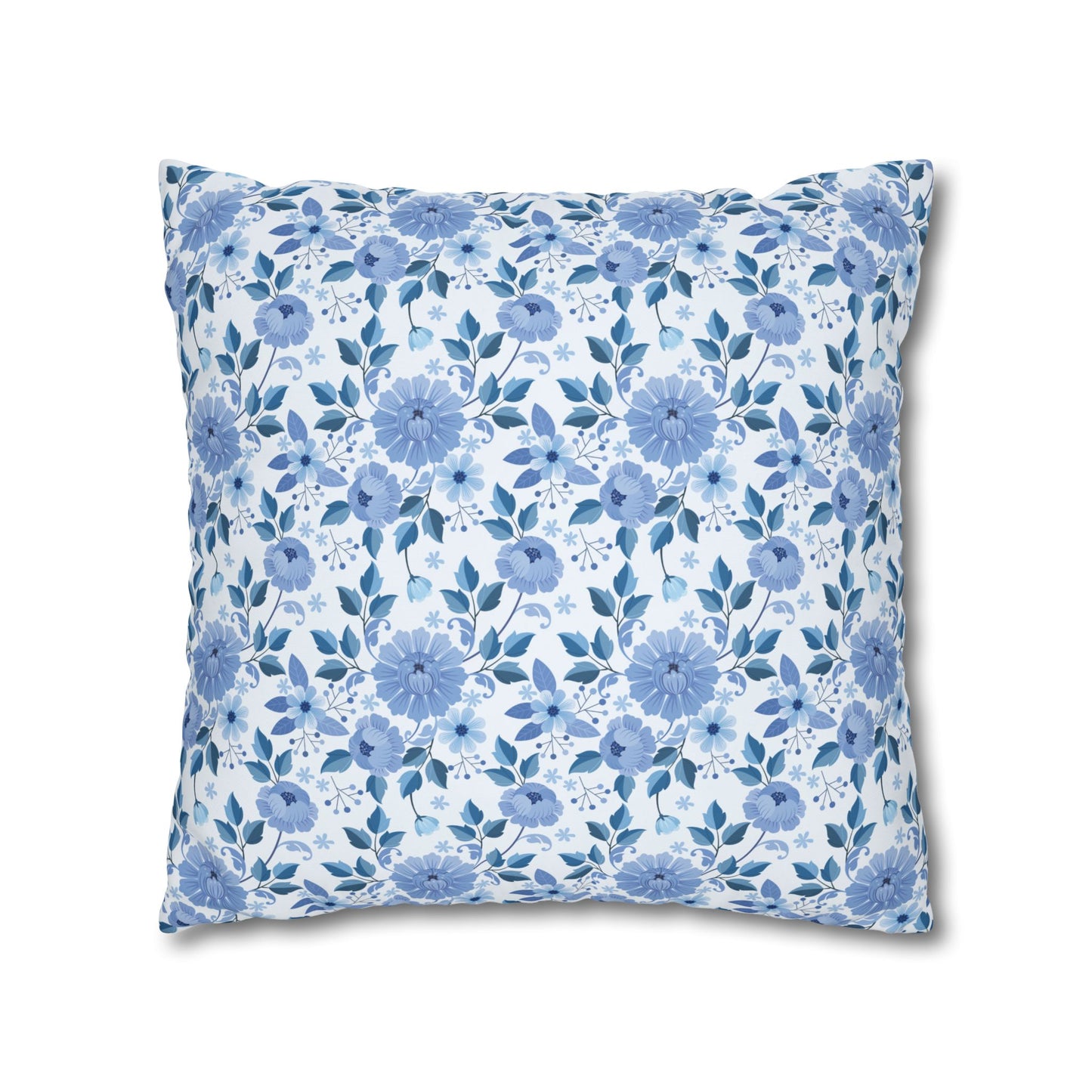 Floral Print Throw Pillowcase, Cozy Home Decor, Gift for Her, Accent Cushions, Living Room Comfort, Wedding Gift, Blue Flower Cushion