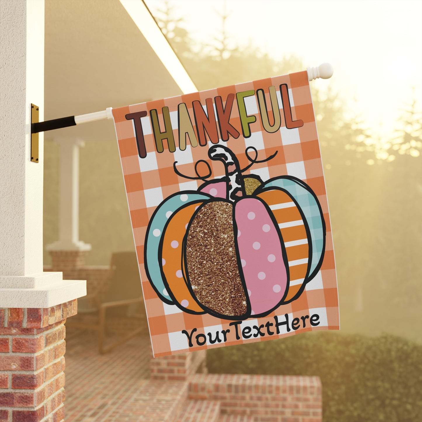 Garden Banner, Fall Pumpkin Thankful Flag, Personalized Thanksgiving Yard Sign, Outdoor Thanksgiving Decor, Custom Harvest House Flag,