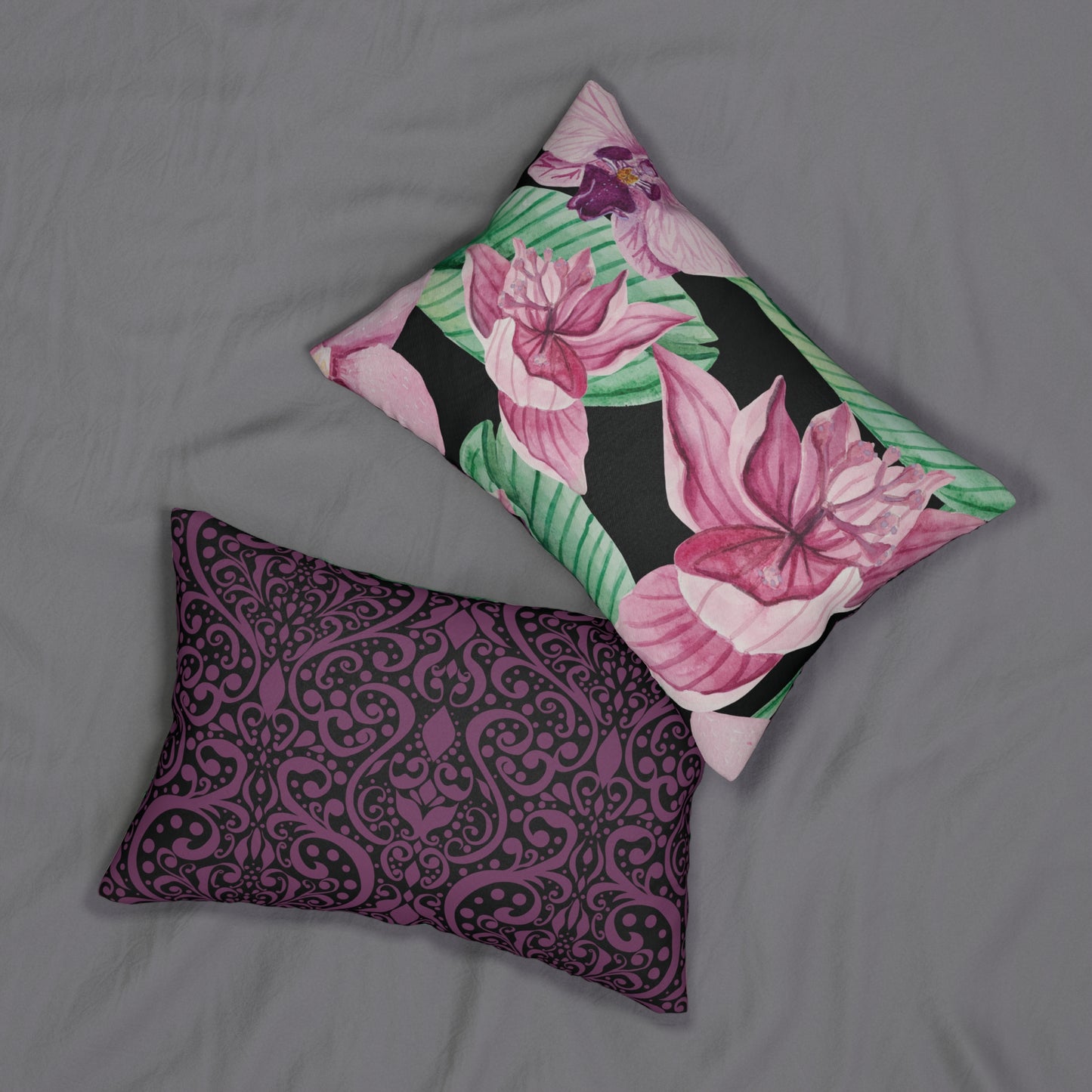 Floral & Elegant Brilliant Orchid Lumbar Pillow for Cozy Home Decor, Botanical Accent, Sofa Pillow, Gift for Her, Stylish Throw Pillow