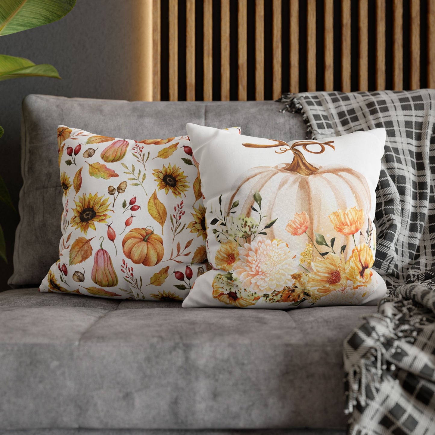 Floral Pumpkin Pillowcase, Cozy Home Decor, Fall Decor, Harvest Celebration, Thanksgiving Gift, Floral Accent Pillow