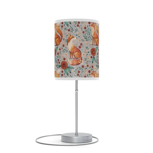 Whimsical Fox Floral Table Lamp - Stylish Decorative Lighting for Cozy Spaces - Light Grey