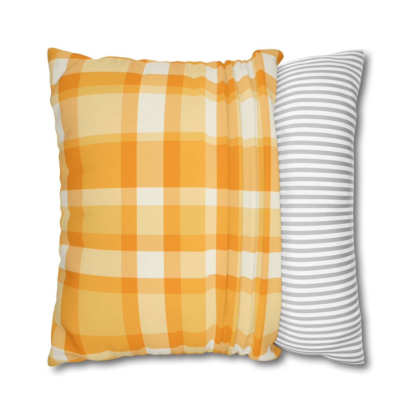 Sunshine Checkered Poly Canvas Pillowcase | Cozy Home Decor, Throw Pillow, Living Room Accent, Farmhouse Style, Seasonal Pillow