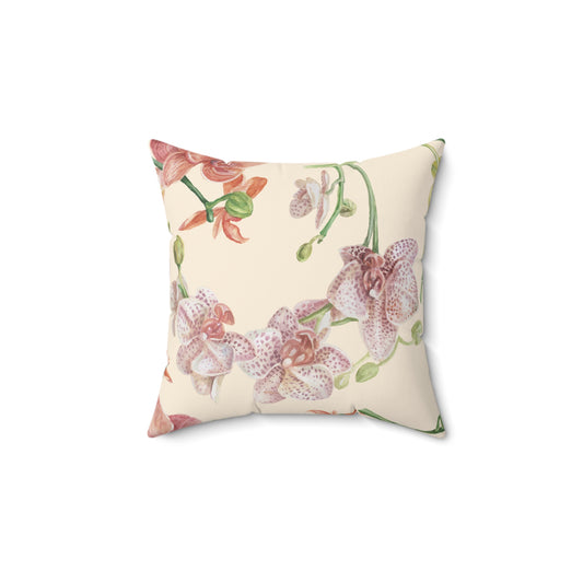 Elegant Orchid Floral Throw Pillow | Home Decor, Couch Cushion, Gift for Her, Living Room Accent, Boho Pillow