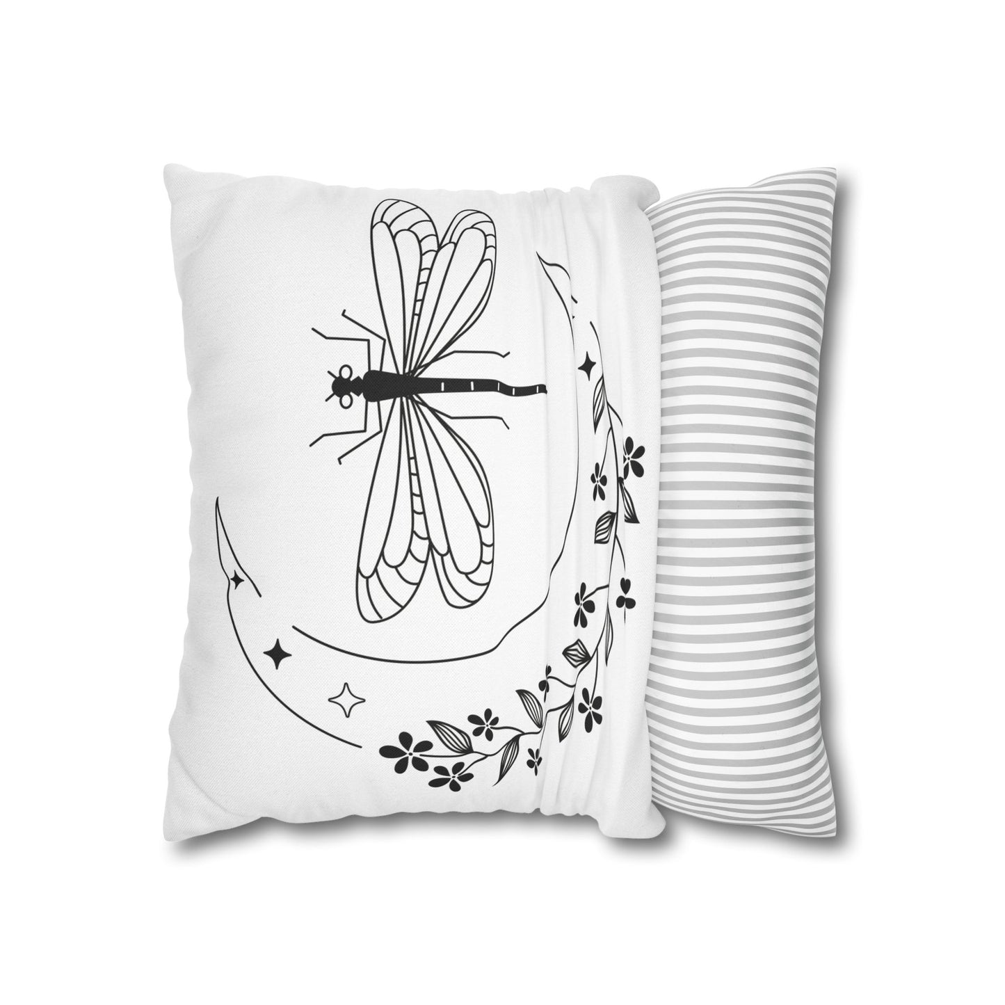 Moonlit Dragonfly Pillowcase - Boho Home Decor, Throw Pillow Cover, Gift for Nature Lovers, Cozy Bedroom Accent, Unique Home Accessories