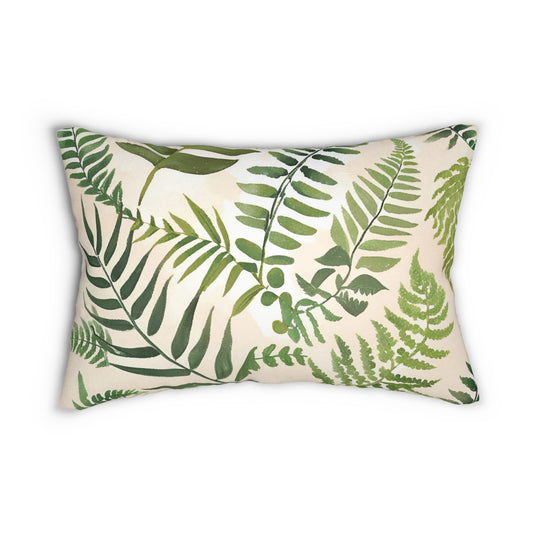 Botanical Fern Lumbar Pillow, Decorative Cushion, Home Decor, Couch Accent, Fern Print, Nature Inspired, Gift for Her, Boho Style