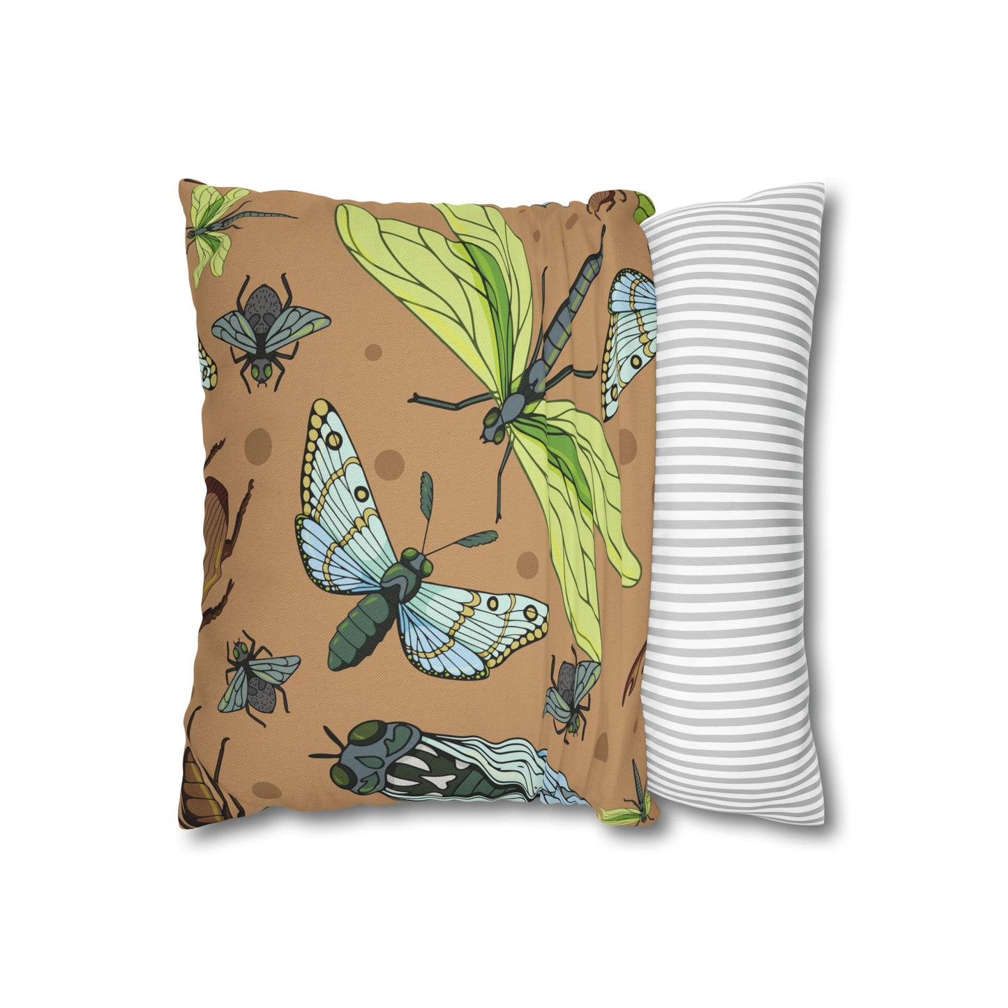 Nature-Inspired Dragonfly and Friends in Earthy Colors Decorative Pillowcase