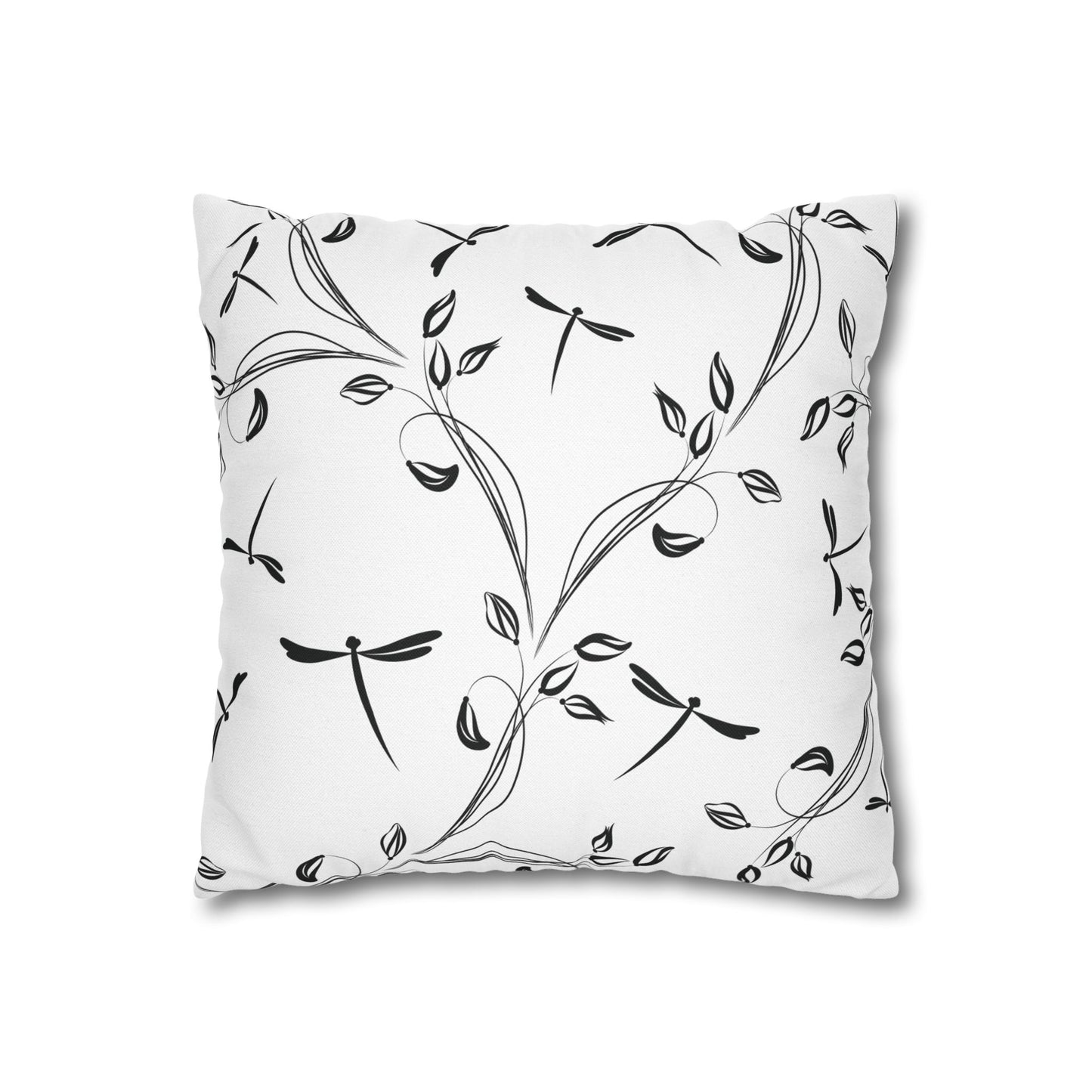 Charming Black and White Loving Heart Dragonfly Pillowcase - Cozy Home Decor, Modern Accent, Gift for Nature Lovers, Spring Vibes, Mother's Day